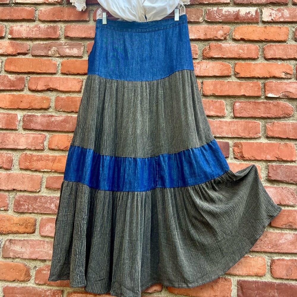 Prairie Skirt Soft Tiered Denim